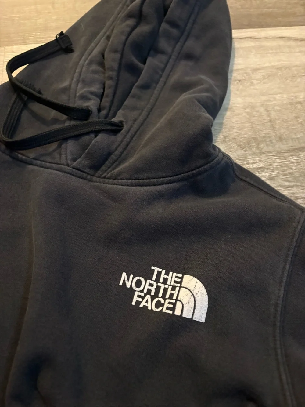 The North Face Black Crewneck Hoodie with White Logo Back Print